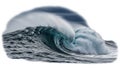 Dramatic ocean wave cresting against the sky, isolated on white background Royalty Free Stock Photo