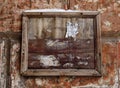 Dramatic old poster board on grunge antique red wall Royalty Free Stock Photo