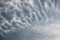 Dramatic ominous mammatus clouds during thunderstorm