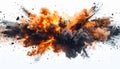 Dramatic Orange and Black Cloud Explosion on a White Background with Dynamic Detail Royalty Free Stock Photo