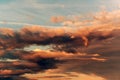 Dramatic orange clouds at sunset