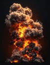Dramatic Orange Fireball Explosion with Dense Smoke on Dark Background Royalty Free Stock Photo