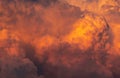 Dramatic orange sky and clouds abstract background. Top view of orange clouds. Warm weather background. Art picture of orange Royalty Free Stock Photo