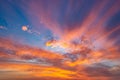 Dramatic orange sky with clouds sunset background