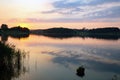 Dramatic orange sunset over the lake Royalty Free Stock Photo
