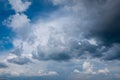 Dramatic overcast cloudy sky filled with cumulonimbus clouds in rainy season.