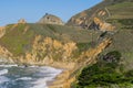 Dramatic Pacific Ocean coastline at Devil`s Slide point near Pacifica, California