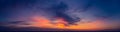 Dramatic panorama of late sunset with burning sky