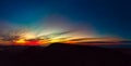 Dramatic panoramic image of the sunset over volcan Calderon Hondo volcano near Lajares Royalty Free Stock Photo