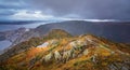 Panoramic landscape of mountains from Mount Ulriken