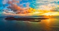 Dramatic sunrise over Lobos island, Corralejo, Fuerteventura Royalty Free Stock Photo