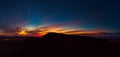 Dramatic panoramic view of the sunset over Calderon Hondo volcano Fuerteventura Royalty Free Stock Photo