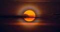Dramatic Partial Solar Eclipse Moment Against Cloudy Orange Sky at Sunset Royalty Free Stock Photo