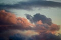 Dramatic pink blue clouds