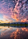 Dramatic Pink Clouds Reflection Royalty Free Stock Photo