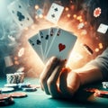 Dramatic Poker Hand Reveal Royalty Free Stock Photo