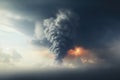 Dramatic pollution sky with huge cloud of smoke and fire Royalty Free Stock Photo