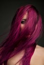 Dramatic portrait attractive girl with violet hair Royalty Free Stock Photo