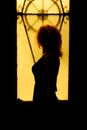 Dramatic portrait of a charming woman in the dark. Dreamy female