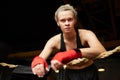 Tough Female Boxer in Ring Royalty Free Stock Photo