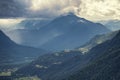 Dramatic rain clouds in the mountain valley