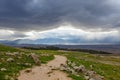 Dramatic rain storm over the land