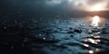 Dramatic Rain Sunset Reflections on Water Royalty Free Stock Photo