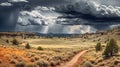 A Dramatic Rainstorm Over Forest Dense Cloudy Sky