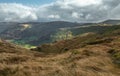 Dramatic Rainy Clouds over Scenic Mountain Ridge in UK Royalty Free Stock Photo