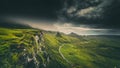 Dramatic Rainy Clouds over Scottish Highlands in the Isle of Sky