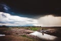 Dramatic rainy sky and dark clouds.The sky is covered with black storm clouds Royalty Free Stock Photo