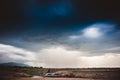 Dramatic rainy sky and dark clouds.The sky is covered with black storm clouds Royalty Free Stock Photo