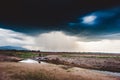 Dramatic rainy sky and dark clouds.The sky is covered with black storm clouds Royalty Free Stock Photo