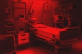 Dramatic red colors. fear and anxiety hospital emergency room intensive care. modern equipment, concept of healthy medicine, Royalty Free Stock Photo