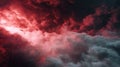 Dramatic red and dark storm clouds moving across sky Royalty Free Stock Photo
