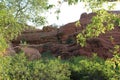 Dramatic red sandstone formation on the Trading Post Trail in Red Rocks Park, Colorado Royalty Free Stock Photo