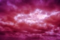 Dramatic red sky with full moon behind cloudy. Outdoors. Royalty Free Stock Photo