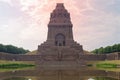 Dramatic red sky over monument to the Battle of the Nations Das VÃÂ¶lkerschlachtdenkmal, Leipzig, Germany Royalty Free Stock Photo