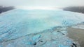 Dramatic revealing view melting Fjallsjokull glacier in overcast day in Iceland