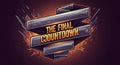 Dramatic Ribbon Banner with Text The Final Countdown Surrounded by Explosive Shards and Fire Royalty Free Stock Photo