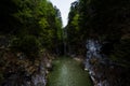 Dramatic River Valley Gorge Lined with Trees in Tirol, Austria