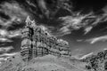 Dramatic Rock Formation in Black and White - Sandstone Fin Abiquiu New Mexico Royalty Free Stock Photo