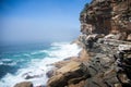 Dramatic rock formations eroded by wind and water along the Bondi to Coogee cliff walk in Sydney`s Eastern suburbs, Australia Royalty Free Stock Photo