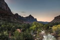 dramatic rock formations landscape taken in Zion national Park in Utah during autumn.