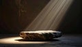 Dramatic Rock Pedestal Illuminated by Light Rays Royalty Free Stock Photo