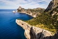 Dramatic rocky sea coast of Cap Formentor, Mallorca Royalty Free Stock Photo