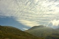 Dramatic rolling clouds mirrored by green rolling hills