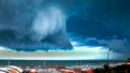 Dramatic rolling clouds off beach resort