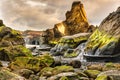 the dramatic rock formations and caves on the coastline at Tongaporutu in rural Taranaki