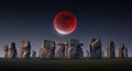 Blood Moon Stonehenge Under Dramatic Total Lunar Eclipse Night Sky Royalty Free Stock Photo